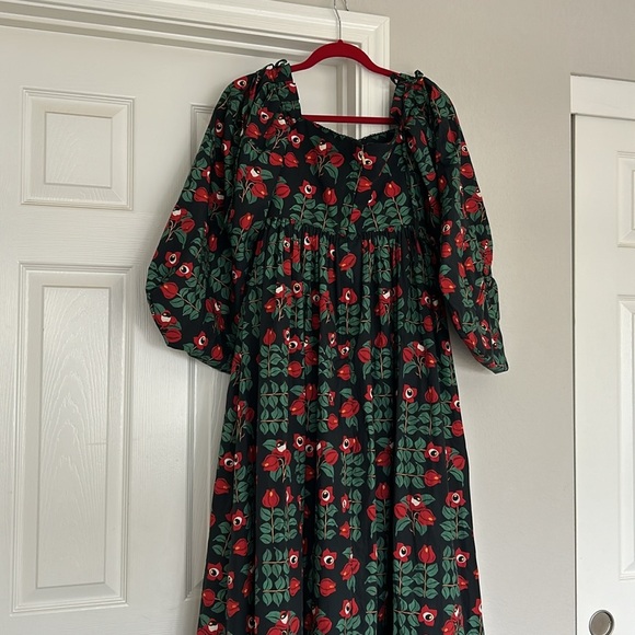 Agua by Agua Bendita Alheli Maxi dress Size XS Red Green Off Shoulder - Picture 9 of 16